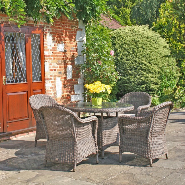 Bridgman 110cm Marlow Round Table With 4 Dining Armchairs Bridgman Marlow 4 Seat Round Rattan Garden Furniture
