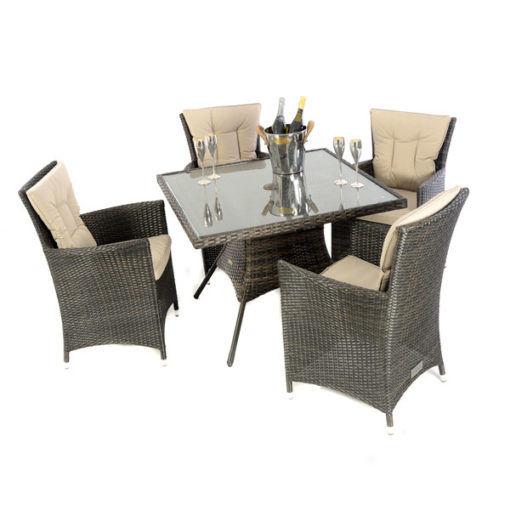 Kensington Club 1mx1m Square Table With 4 Dining Armchairs Brown Kensington Club 1mx1m Square Table With 4 Dining Armchairs Brown