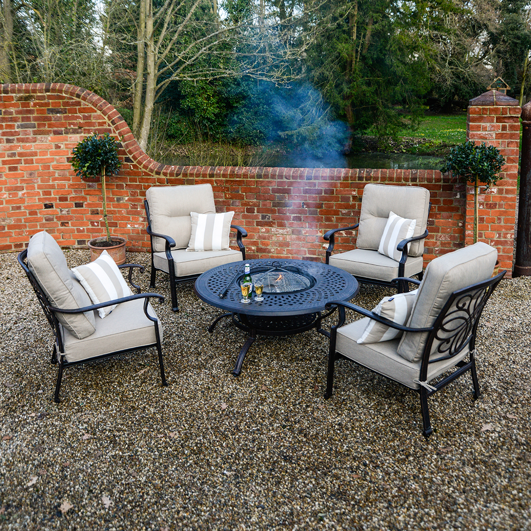 Fire And Ice 4 Lounge Regatta Garden, Garden Table And Chairs With Fire Pit
