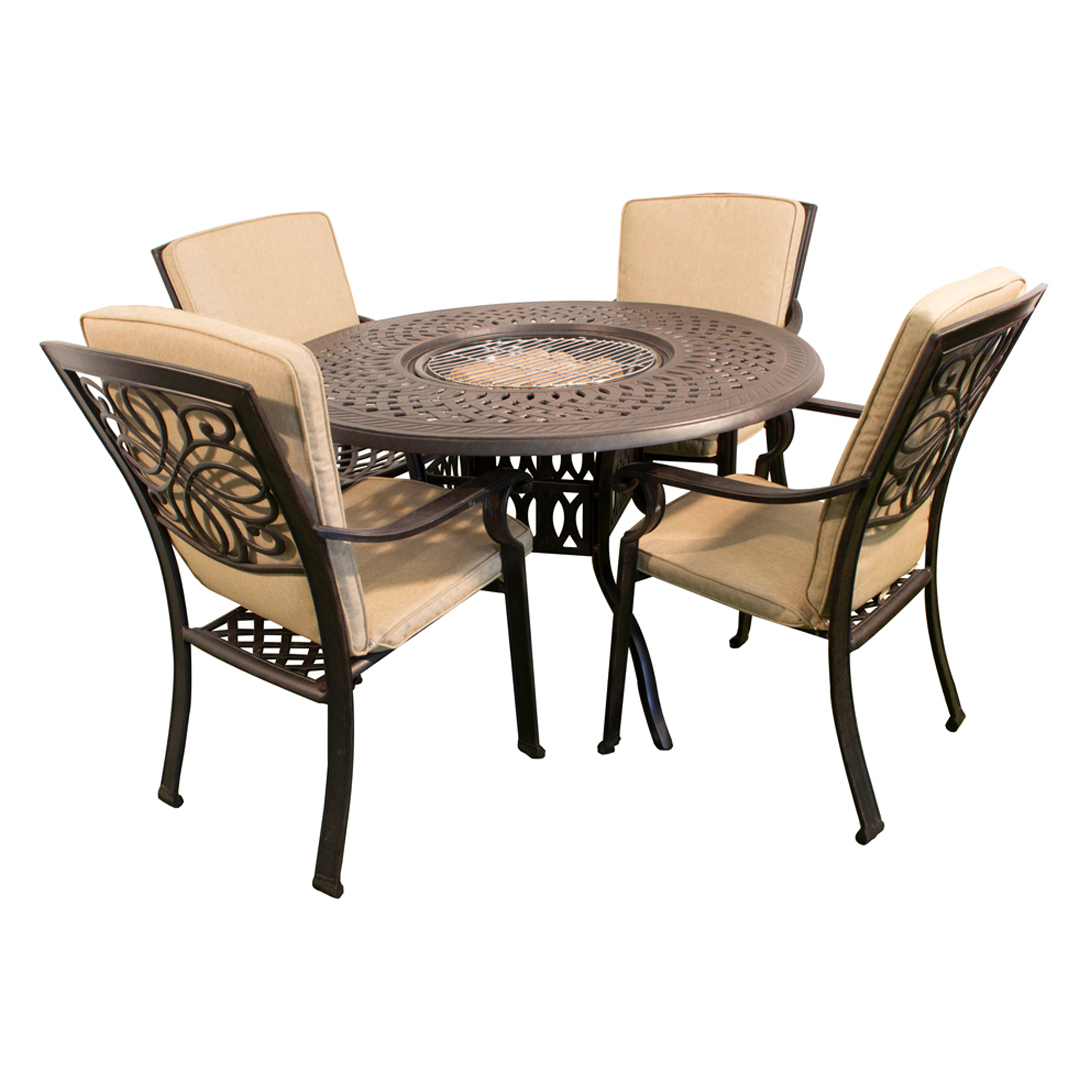 Kensington Firepit & Grill Round 120cm Fire and Ice Table with 4 Dining