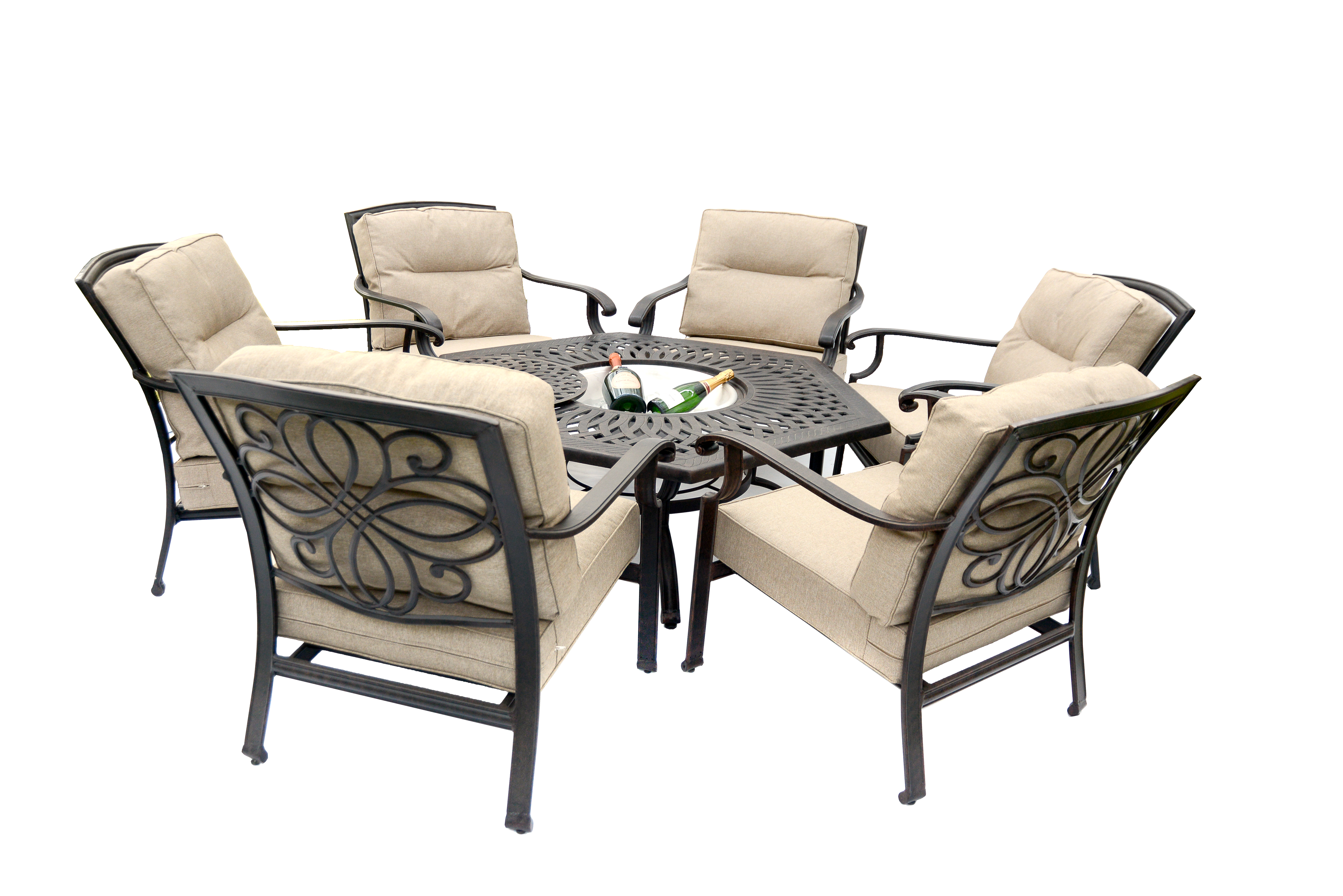 Gregg Wallace 6 Chair Hex Low Fire Pit Set Regatta Garden