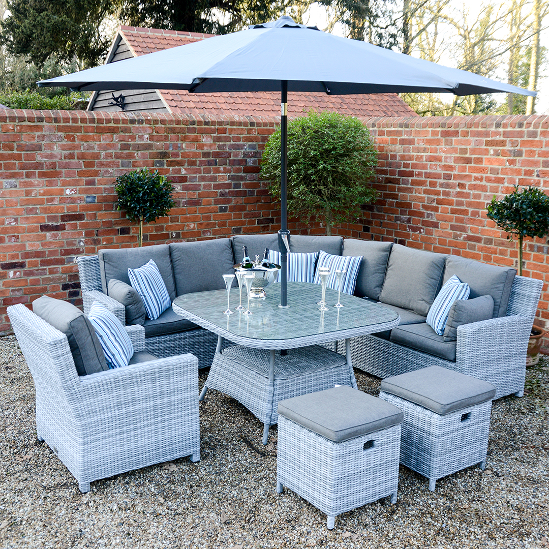 Kensington Deluxe Henley Curved Corner Unit With 2 Dining Stools Kensington Deluxe Henley Curved Corner Unit With 2 Dining Stools Lounge Armchair And 120cm Table Slate