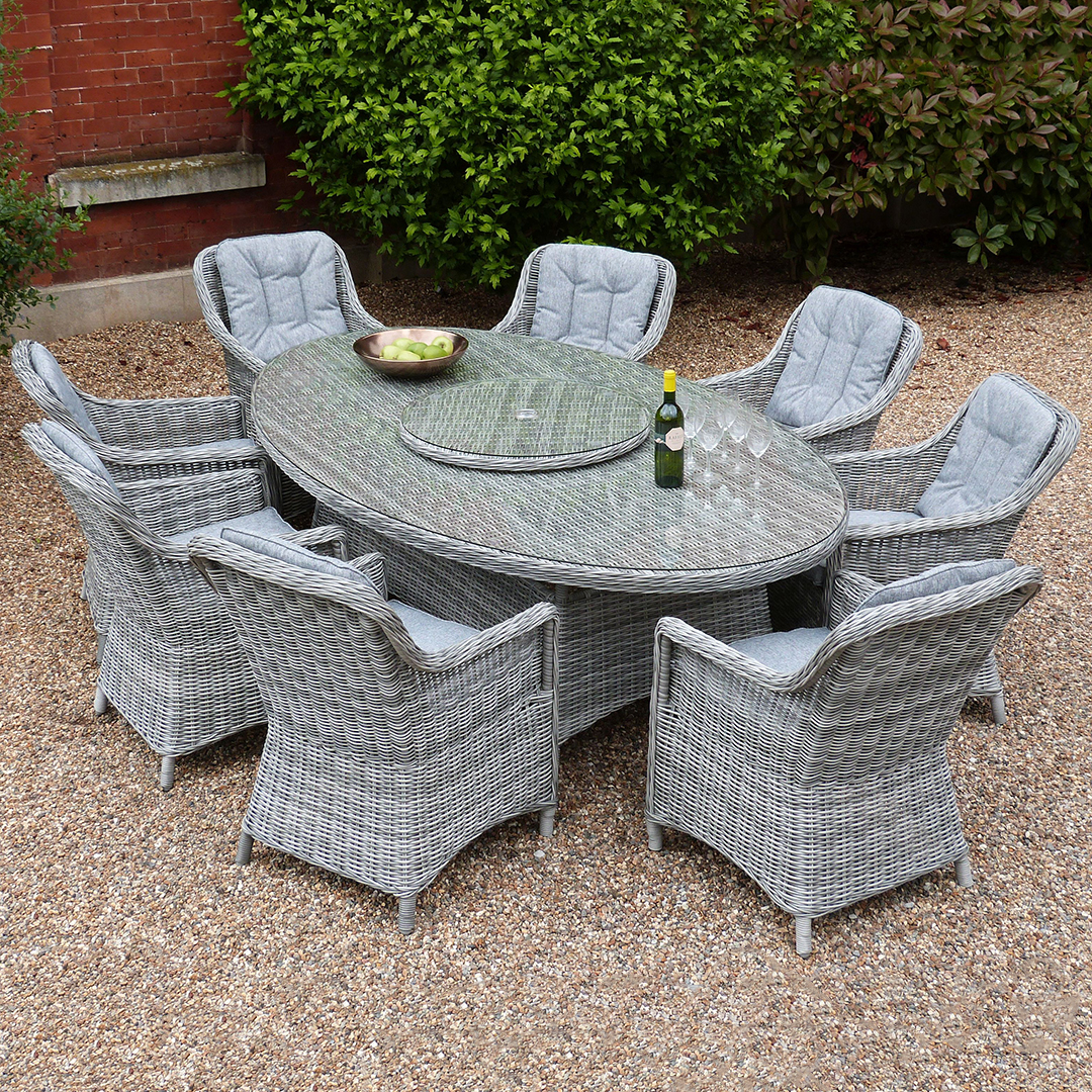 Kensington Deluxe 230x135cm Oval Table With 8 Henley ...