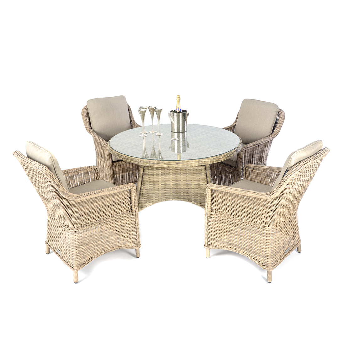 Kensington Deluxe 110cm Round Table With 4 Henley Dining Armchairs Kensington Deluxe 110cm Round Table With 4 Henley Dining Armchairs Tuscan