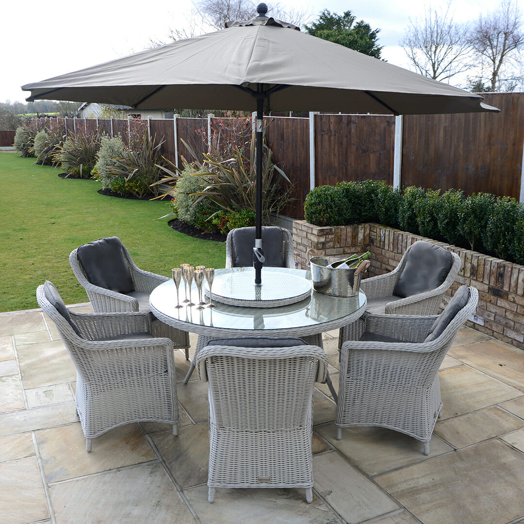 Deluxe 6 Henley Dining Pebble - Regatta Garden Furniture Essex