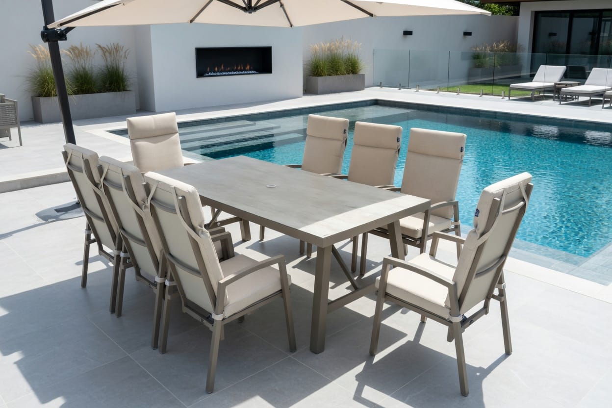 8 Oslo Reclining Chairs with a Bergen 2*1m Dining Table Set